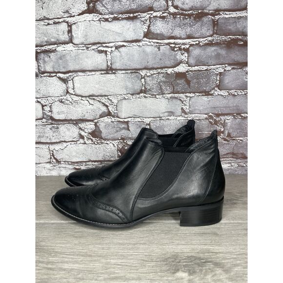 Paul Green Chelsea Black Leather Wingtip Heel Boots Women’s Sz 7.5UK/10M US/41EU - Picture 13 of 16